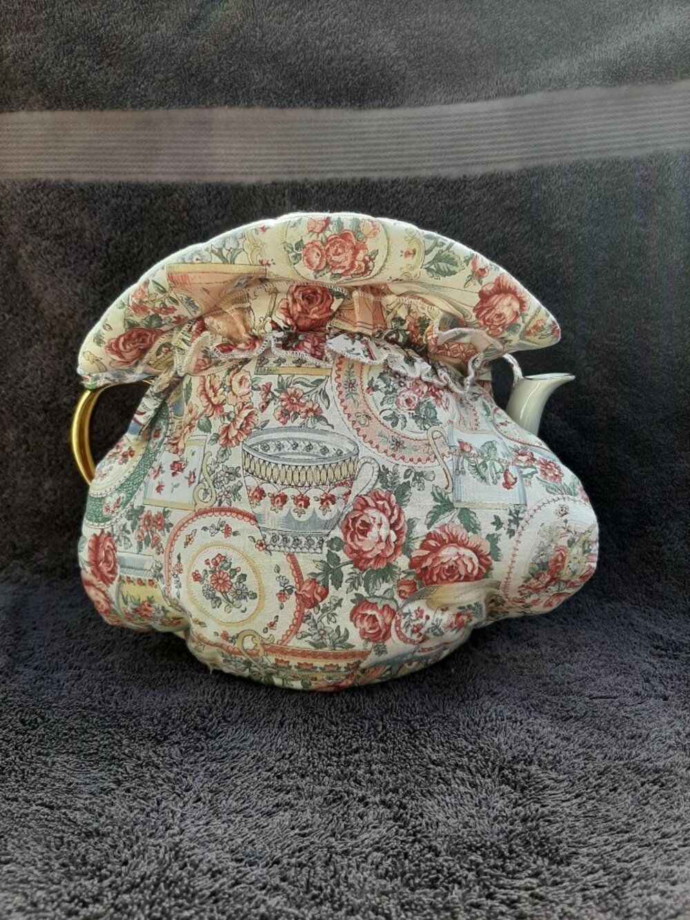 Tea Pot Cozy Fabric Pink Floral Pattern